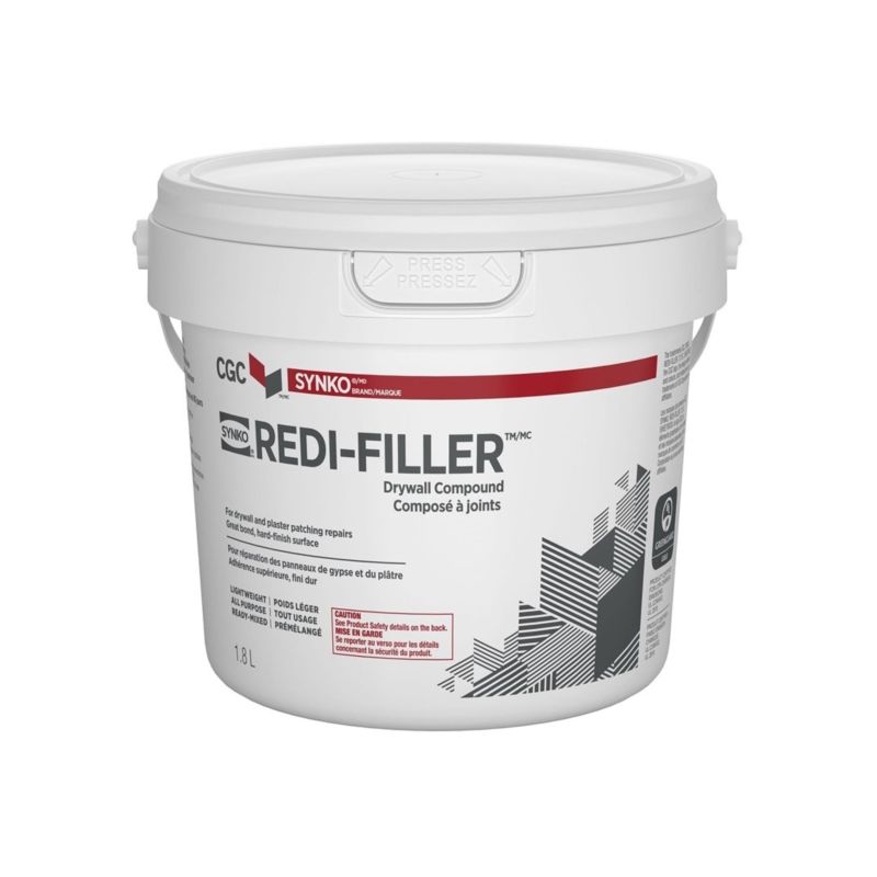 Synko Redi-Filler 330012 Drywall Compound, Paste, Off White, 1.8 L Off White
