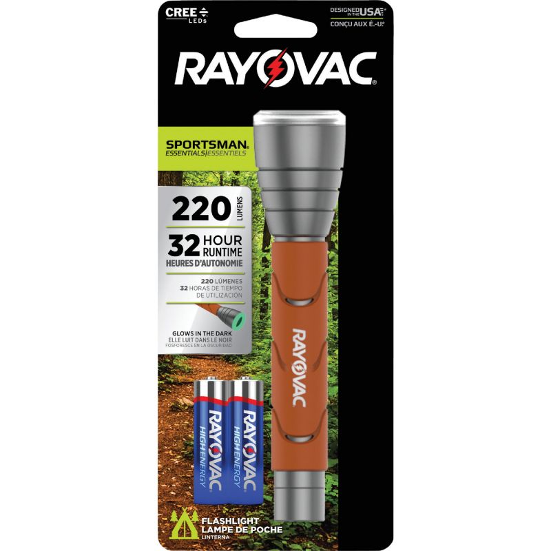 Rayovac Sportsman Essentials Glow In The Dark LED Flashlight Silver