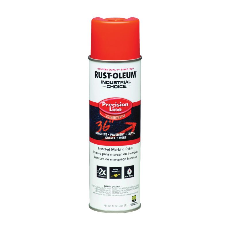 Rust-Oleum 203026 Inverted Marking Spray Paint, Semi-Gloss, Alert Orange, 17 oz, Can Alert Orange