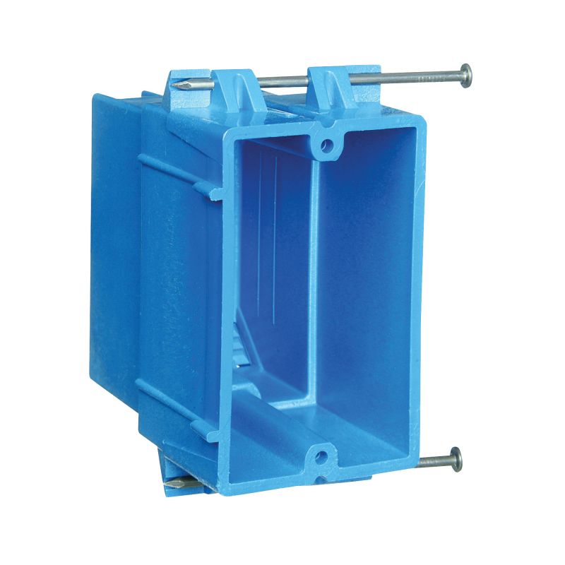 Carlon BH122A-UPC Outlet Box, 1 -Gang, PVC, Blue, Nail Mounting Blue