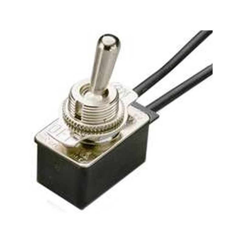 Gardner Bender GSW-18 Toggle Switch, 125/250 VAC, SPST, Lead Wire Terminal, Steel Housing Material, Silver Silver