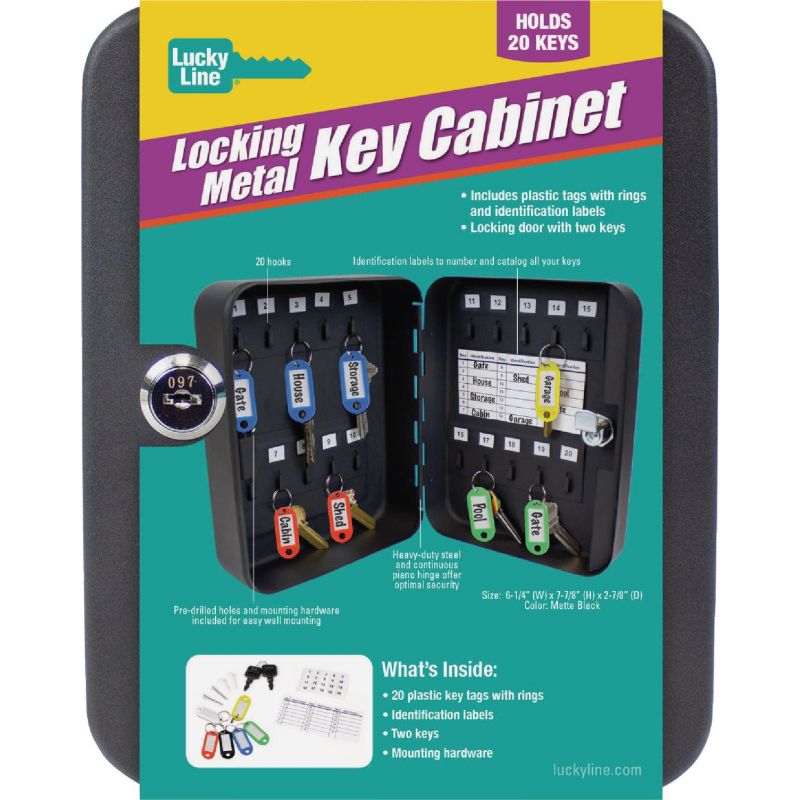 Lucky Line Metal Cabinet Key Hider Matte Black