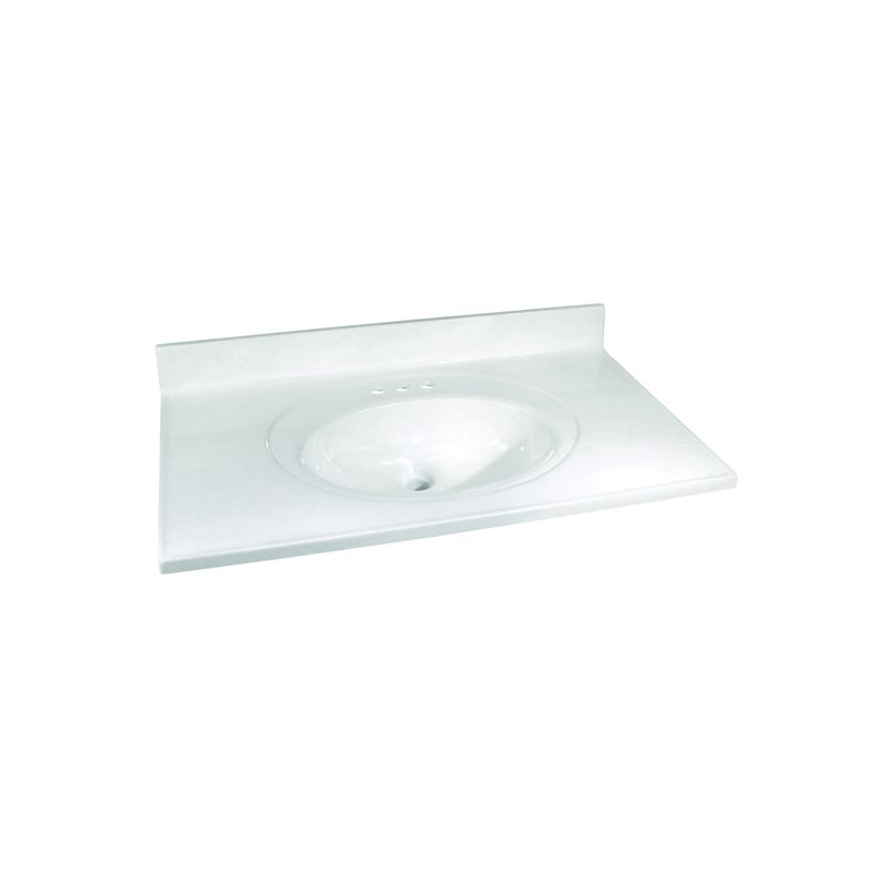 Foremost WW-2237 Vanity Top, 37 in OAL, 22 in OAW, Marble, White, Countertop Edge White