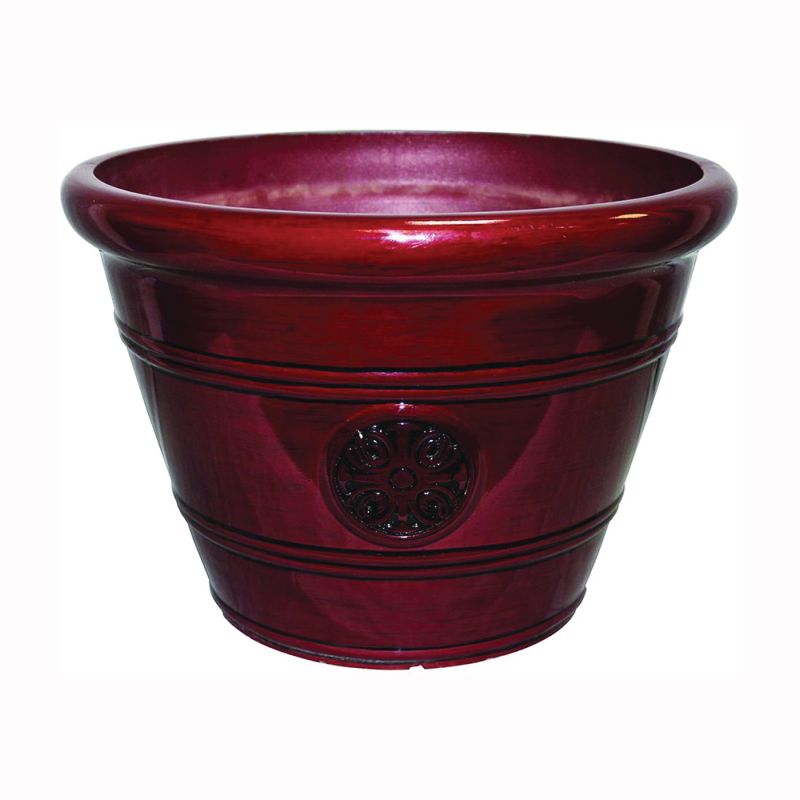 Southern Patio HDP-019299 Planter, 10-1/2 in H, 12 in W, 12 in D, Vinyl, Oxblood Oxblood