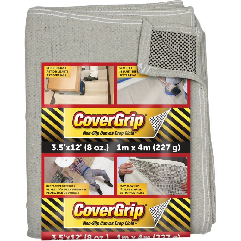 CoverGrip Non-Slip Safety Canvas Drop Cloth Beige
