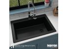 Karran QT-670 Quartz Single Bowl Kitchen Sink 33 In. X 22 In. X 9 In. Deep, Black