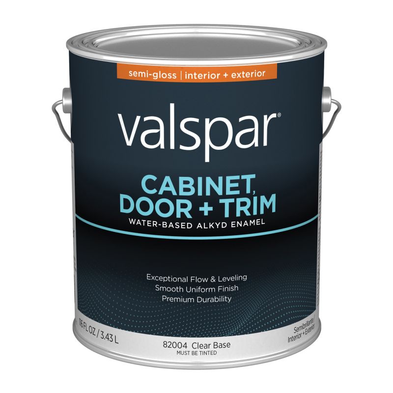 Valspar 8200 07 Cabinet, Door and Trim Paint Enamel, Water Base, Semi-Gloss Sheen, Clear Base, 1 gal Clear Base