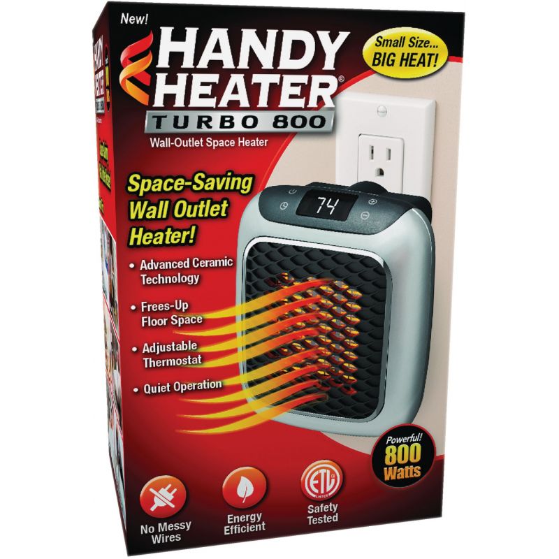 Handy Heater Turbo 800 Wall Outlet Ceramic Space Heater Gray