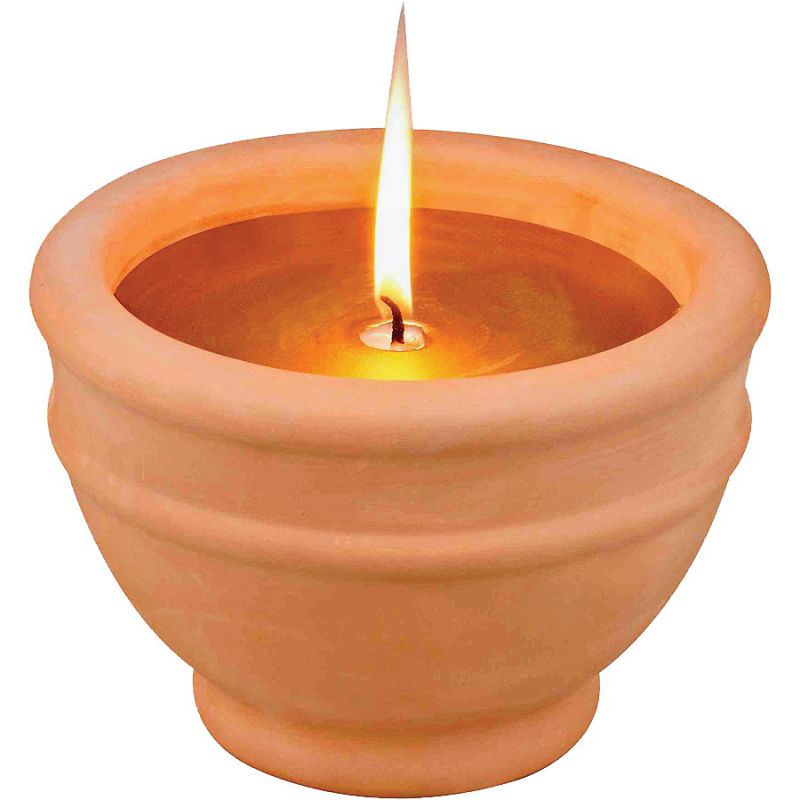 Seasonal Trends C57655-3L Citronella Candle Terracotta Bowl Outdoor Candle, Gold Gold
