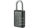 Master Lock 1-3/16 In. W. Resettable Numeric Combination Lock Black
