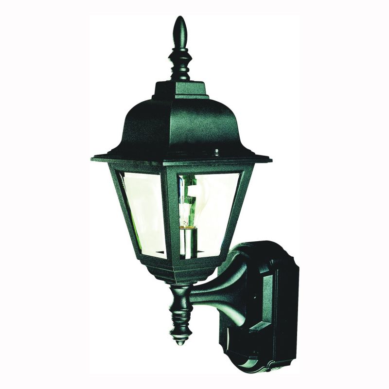 Heath Zenith Dualbrite Series HZ-4191-BK Motion Activated Decorative Light, 120 V, 100 W, Incandescent Lamp, Black Black