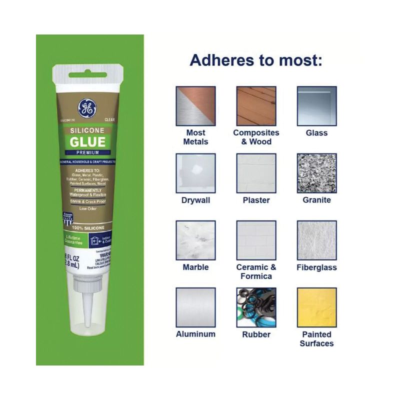 GE Silicone 2 2823396 Glue, Clear, 2.8 fl-oz Squeeze Tube Clear
