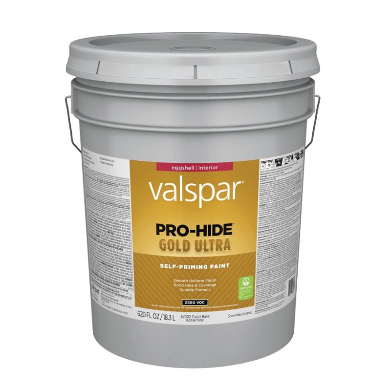 Valspar Pro-Hide Gold Ultra 6200 08 Latex Paint, Acrylic Base, Eggshell Sheen, Pastel Base, 5 gal Pastel Base
