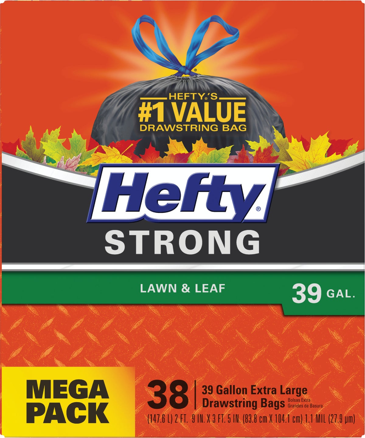Hefty Ultra Strong Lawn and Leaf Large Trash Bags, 39 Gallon, 16 Count