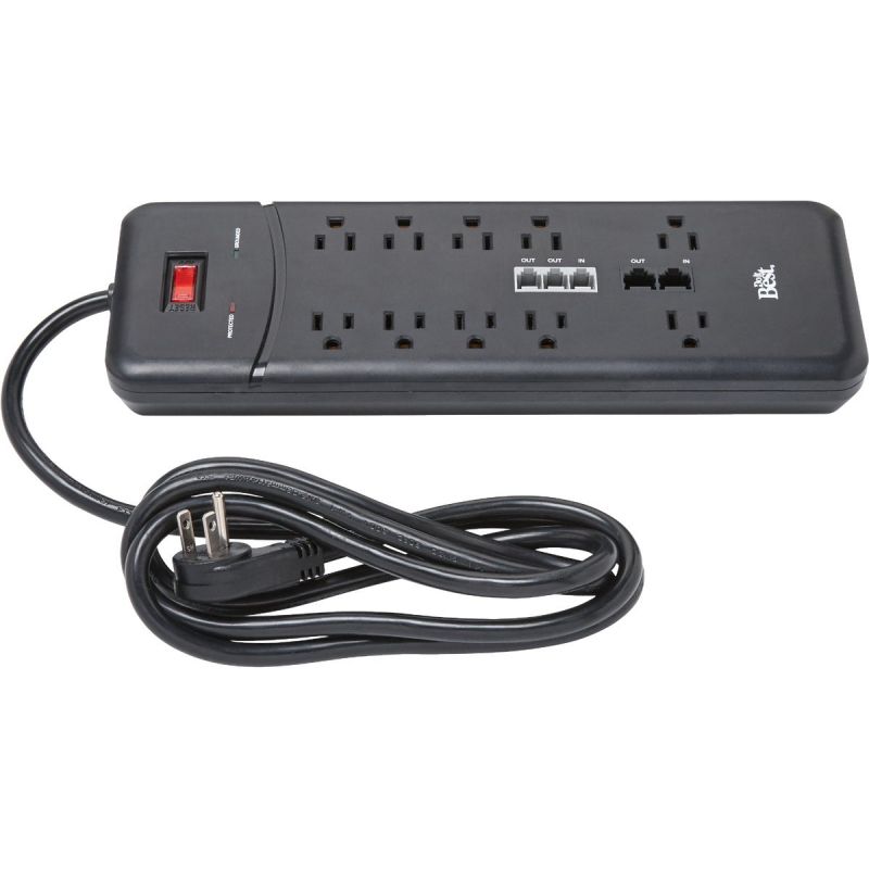 Do it Best Surge Protector Strip with Phone Line Protection Black, 15A