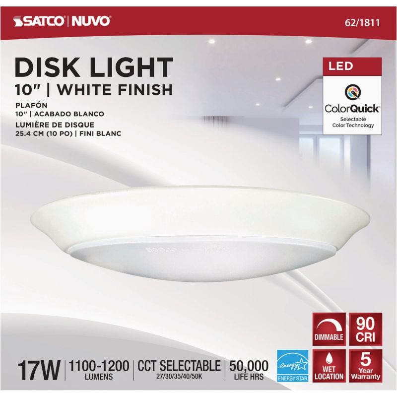 Satco Nuvo LED CCT-Selectable Disk Flush Mount Ceiling Light Fixture