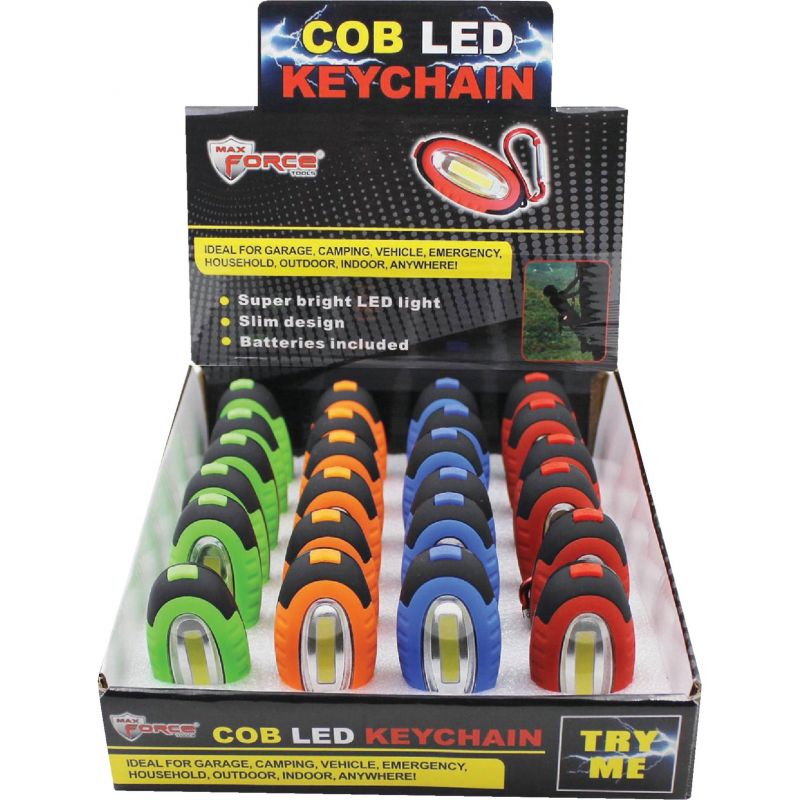 Diamond Visions COB LED Key Ring Light Green, Orange, Blue, &amp; Red (Pack of 24)