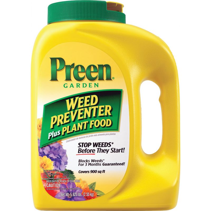 Preen Grass &amp; Weed Preventer Plus Plant Food 5.625 Lb., Shaker