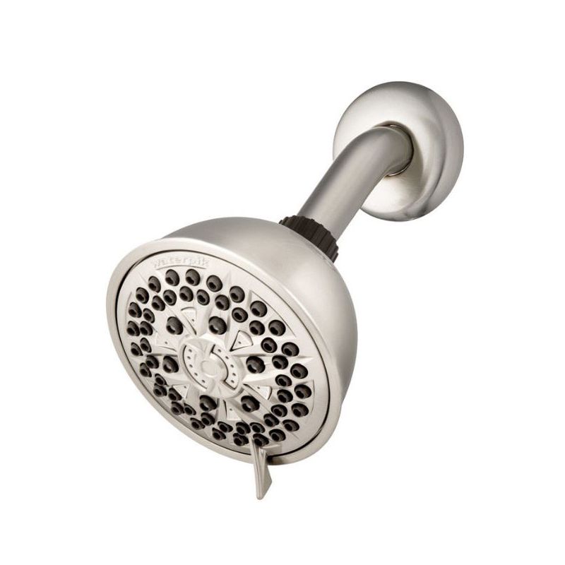 Waterpik XFT-739E Shower Head, Round, 1.8 gpm, 1/2 in Connection, 7-Spray Function, Nickel, Brushed, 4 in Dia