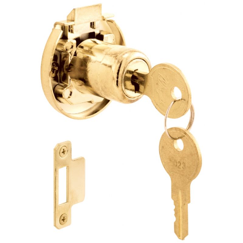 Defender Security Self-Locking Drawer and Cabinet Lock Brass