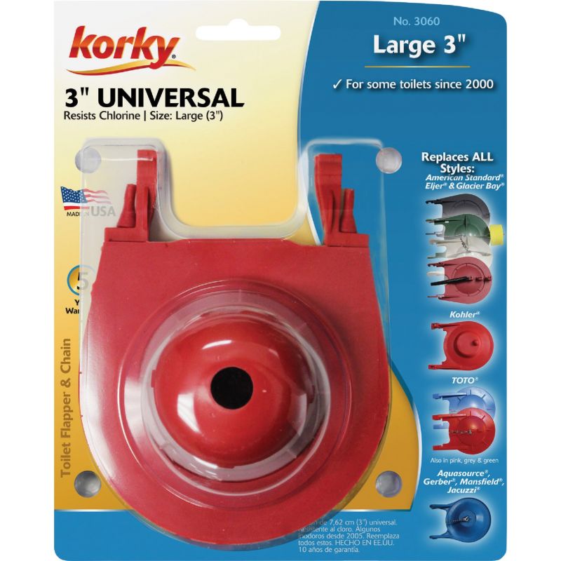 Korky 3&quot; Premium Universal Flapper 3 In., Red