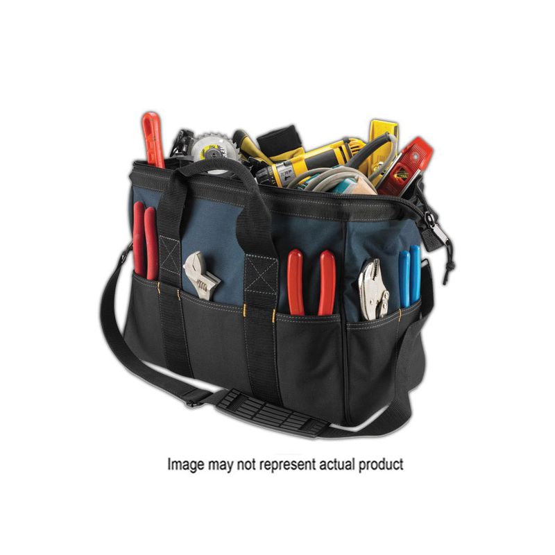 Kuny&#039;s Tool Works Series SW797 Large Tote Bag, 8-1/2 in W, 16 in D, 10 in H, 22-Pocket, Nylon, Black Black