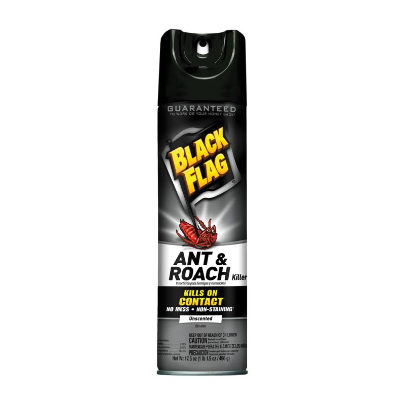 Black Flag 11031 Ant and Roach Killer, Liquid, 17.5 oz Aerosol Can Light Yellow/Water White