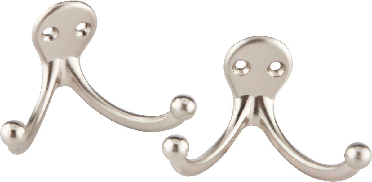 National Hardware V163 Double Clothes Hooks in Satin Chrome 