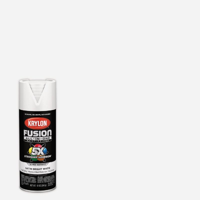 Krylon Fusion All-In-One Spray Paint &amp; Primer Bright White, 12 Oz.