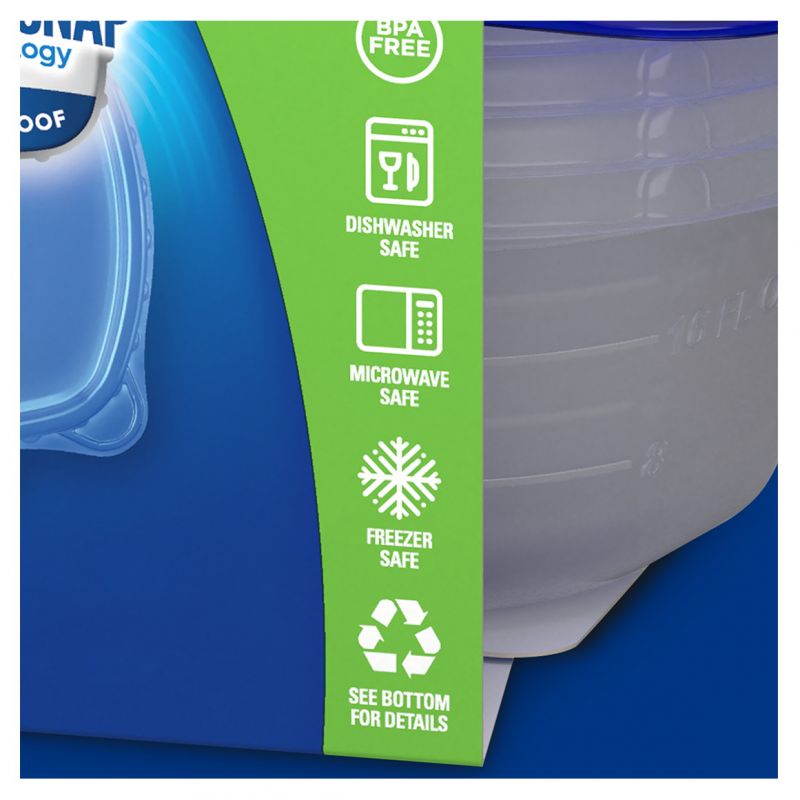 Ziploc 00831 Food Container, 32 oz, Plastic, Transparent, 6 in L, 6 in W, 6 in H 32 Oz, Transparent