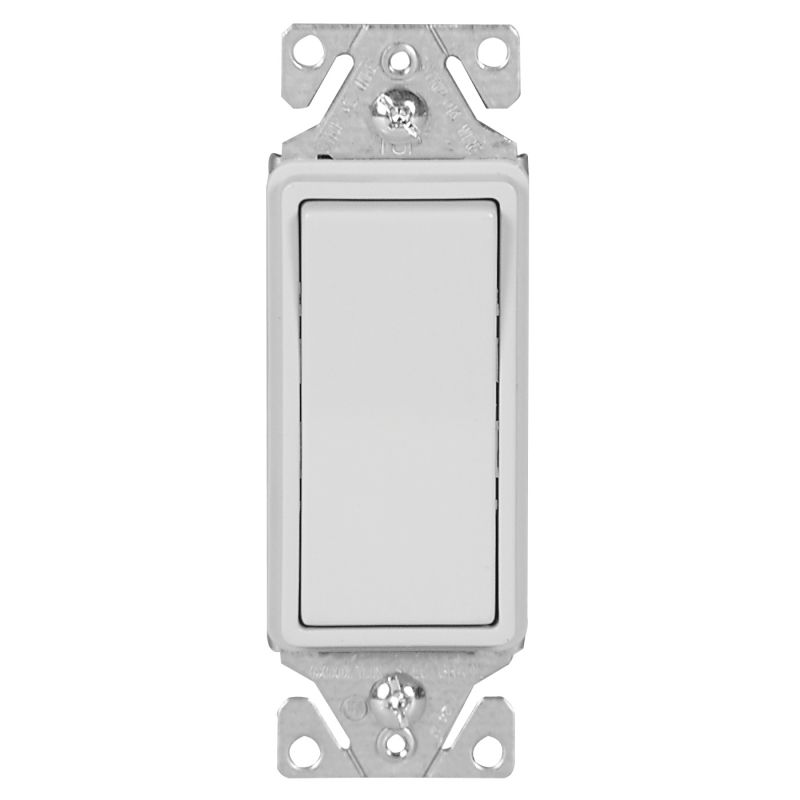 Eaton Wiring Devices 7500 7513W-BOX Rocker Switch, 15 A, 120/277 V, 3-Way, Lead Wire Terminal, White White