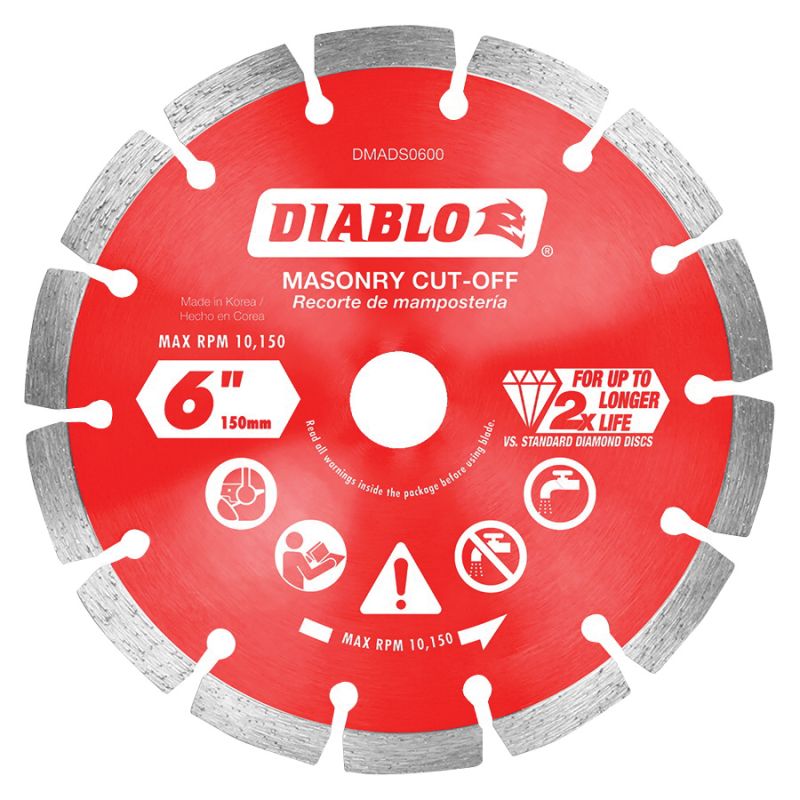 Diablo DMADS0600 Saw Blade, 6 in Dia, Segmented Rim, 1/PK