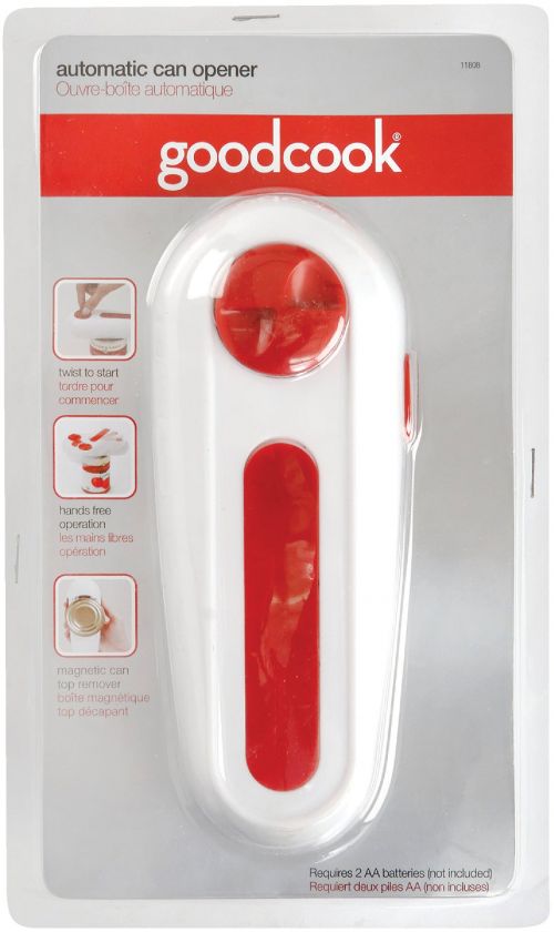 Farberware Black and Red Hands-Free Battery-Operated Can Opener