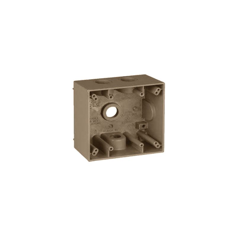 Teddico/Bwf 2504AB-1 Outlet Box, 2-Gang, 4-Knockout, 4-1/2 in, Metal, Bronze, Powder-Coated Bronze