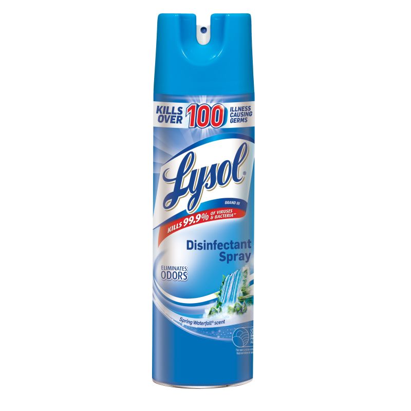 Lysol 79326 Disinfectant Spray, 19 oz Can, Liquid, Spring Waterfall, Clear Clear