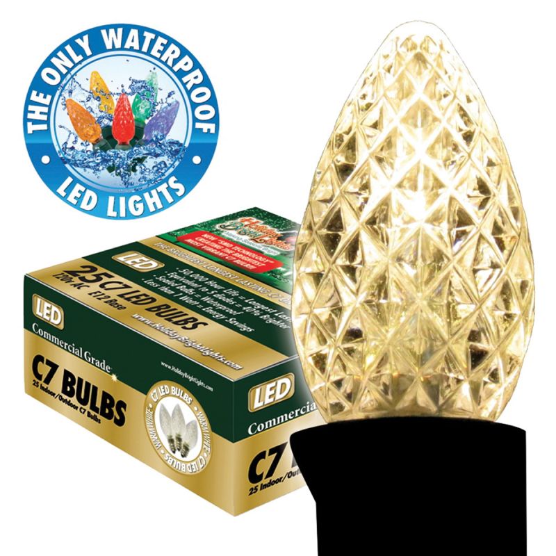 Holiday Bright Lights BU25-LEDFC7-TWW Light Bulb, 0.6 W, Candelabra (E12) Lamp Base, LED Lamp, Warm White Light