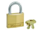 Master Lock 140D Padlock, Keyed Different Key, 1/4 in Dia Shackle, Steel Shackle, Brass Body, 1-9/16 in W Body