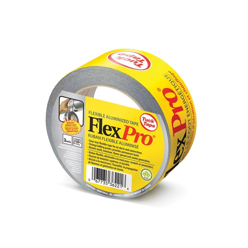 Cantech FlexPro 362-21 Duct Tape, 50 m L, 48 mm W, Polypropylene Backing, Silver Silver