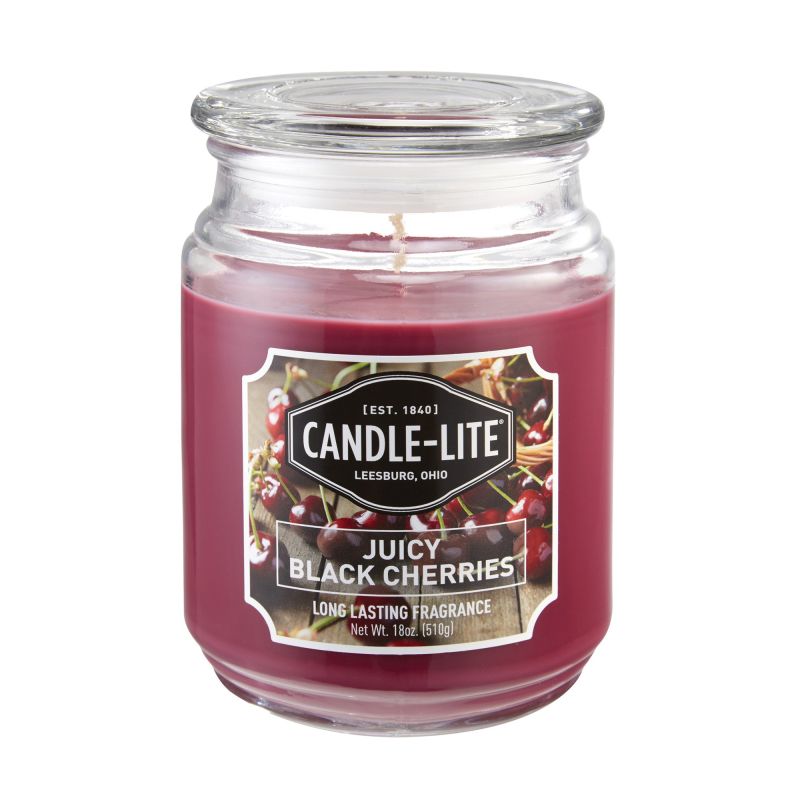 CANDLE-LITE 3297565 Jar Candle, Juicy Black Cherries Fragrance, Burgundy Candle, 70 to 110 hr Burning (Pack of 4)