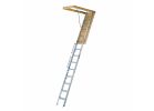 Louisville Everest Series AL228P Attic Ladder, 10 to 12 ft H Ceiling, 22-1/2 x 63 in Ceiling Opening, 13-Step, 350 lb