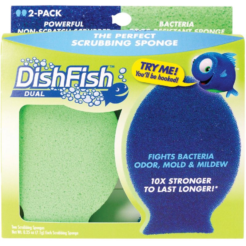 DishFish Dual Dish Scrubber &amp; Sponge
