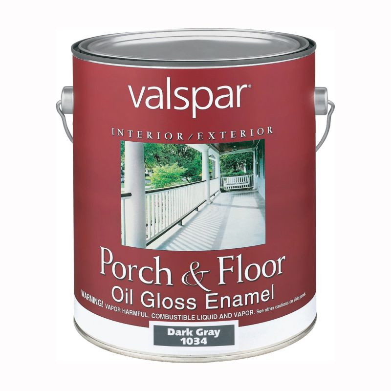 Valspar 07 Porch and Floor Enamel Paint, High-Gloss, Dark Gray, 1 gal Dark Gray