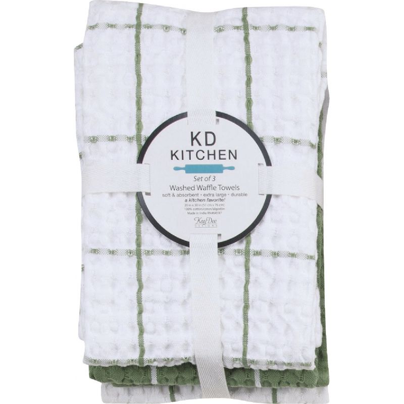 Kay Dee Designs Washed Waffle Kitchen Towel Green Tea (Pack of 2)
