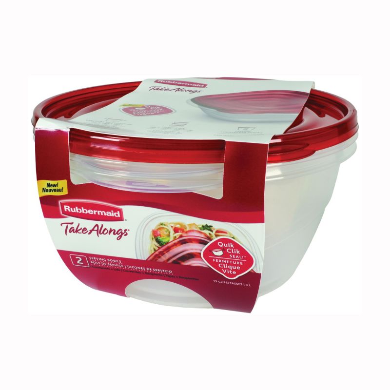 Rubbermaid Take Alongs 2 Large Rectangle 1Gal Food Storage Container W/ Red  Lid