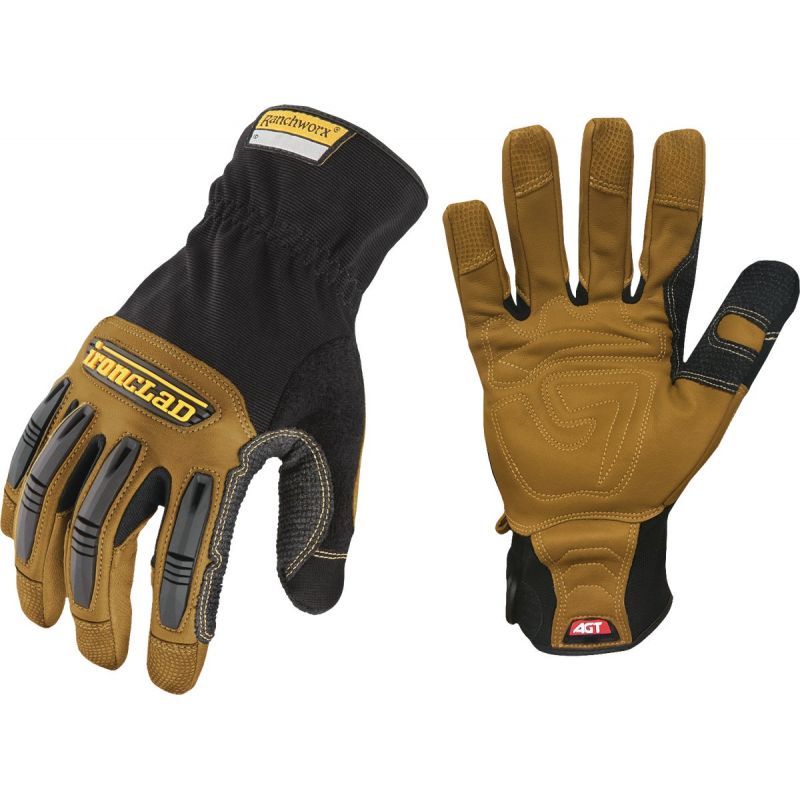 Ironclad Ranchworx High Performance Leather Work Glove XL, Black &amp; Tan