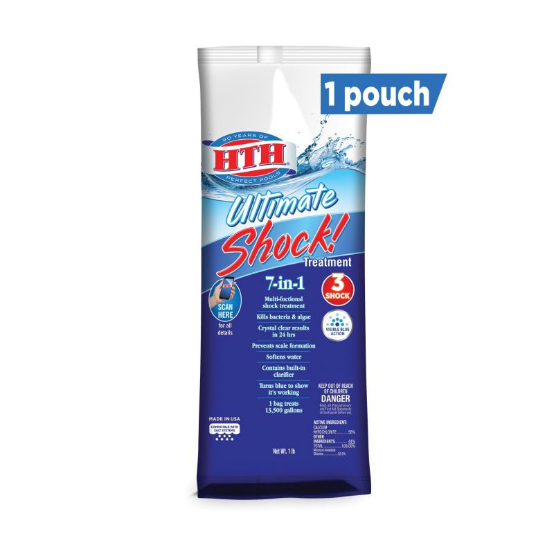 HTH Ultimate 52027 Shock Treatment, Powder, Chlorine-Like, 1 lb Pouch White