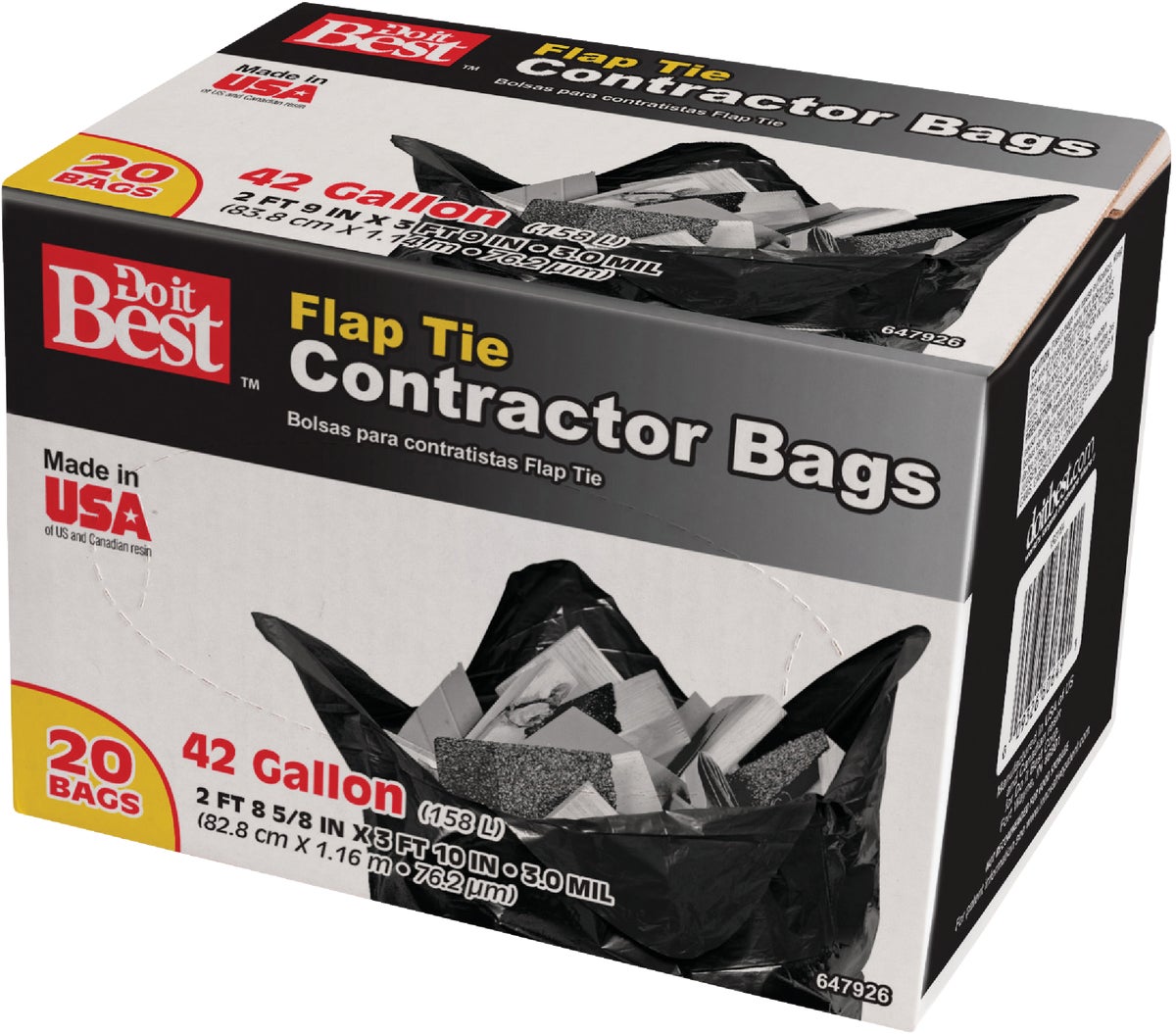 Brute Super Tuff Contractor Trash Bags, 55 Gallon, 20 Bags 