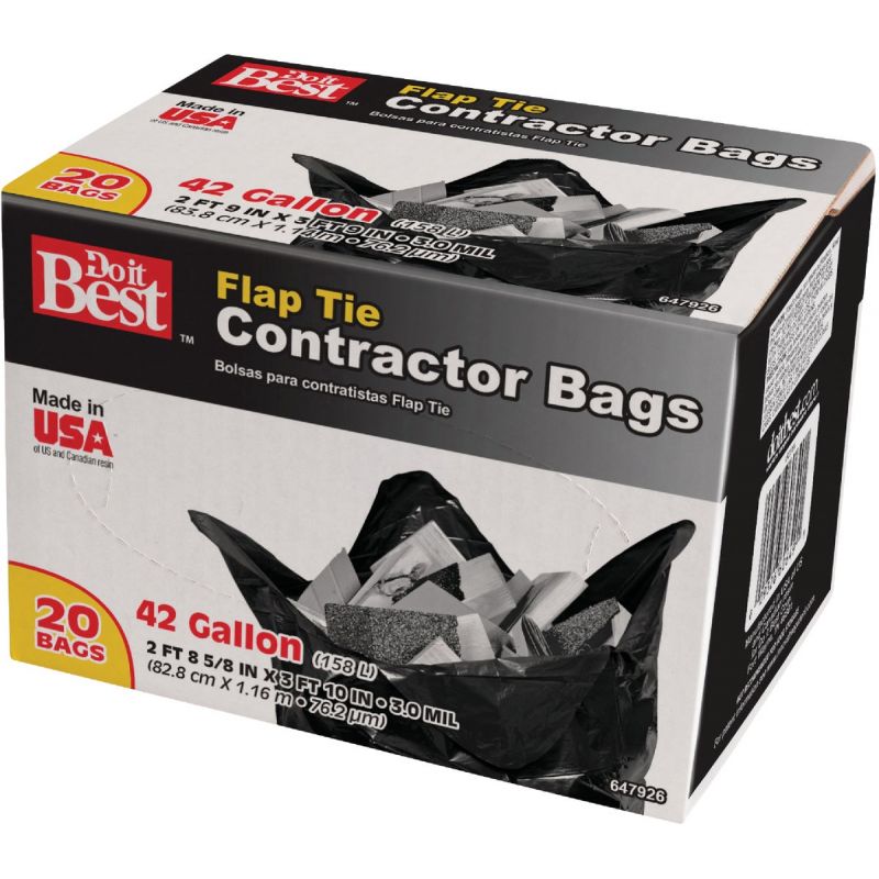 3mil Contractor Bags, 42-Gallon, 50-Bags/Box