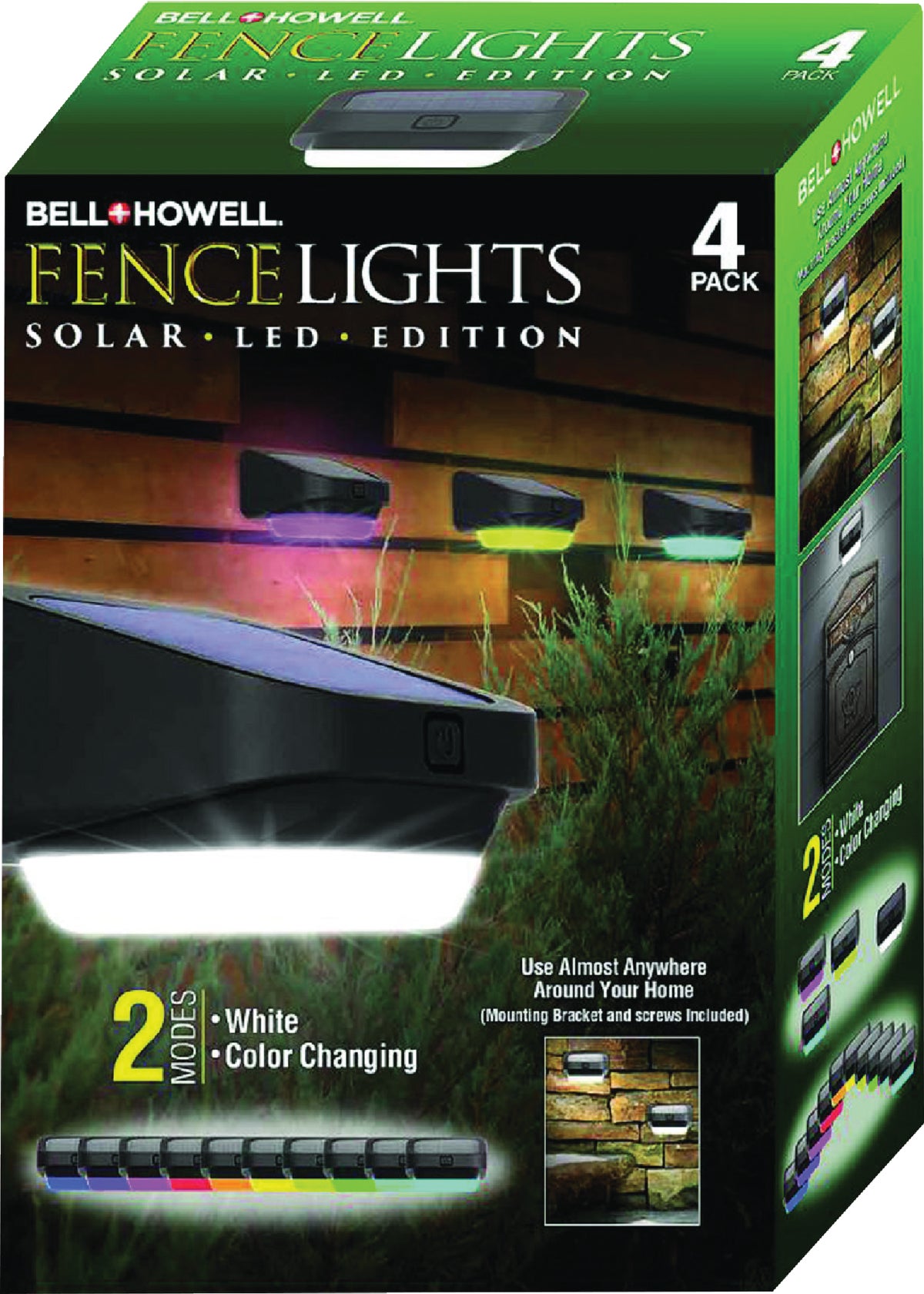 Bell + Howell Solar Powered Color Changing Fence Lights 8-Pack ,Black