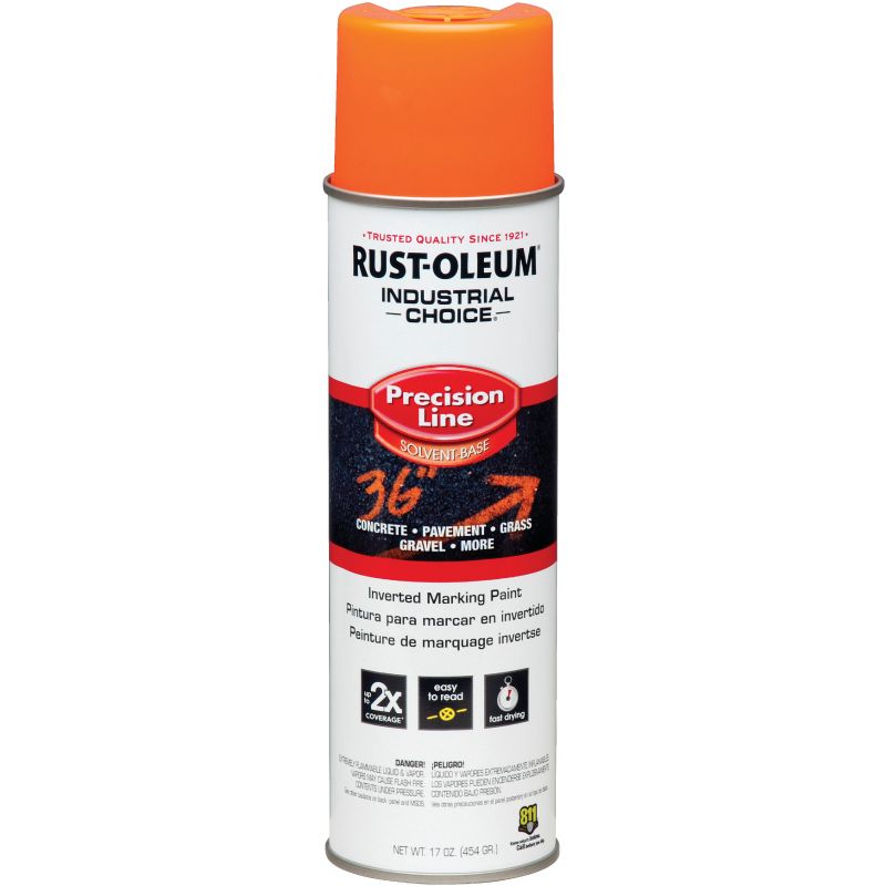 Rust-Oleum Industrial Choice Inverted Marking Spray Paint 17 Oz., Fluorescent Orange